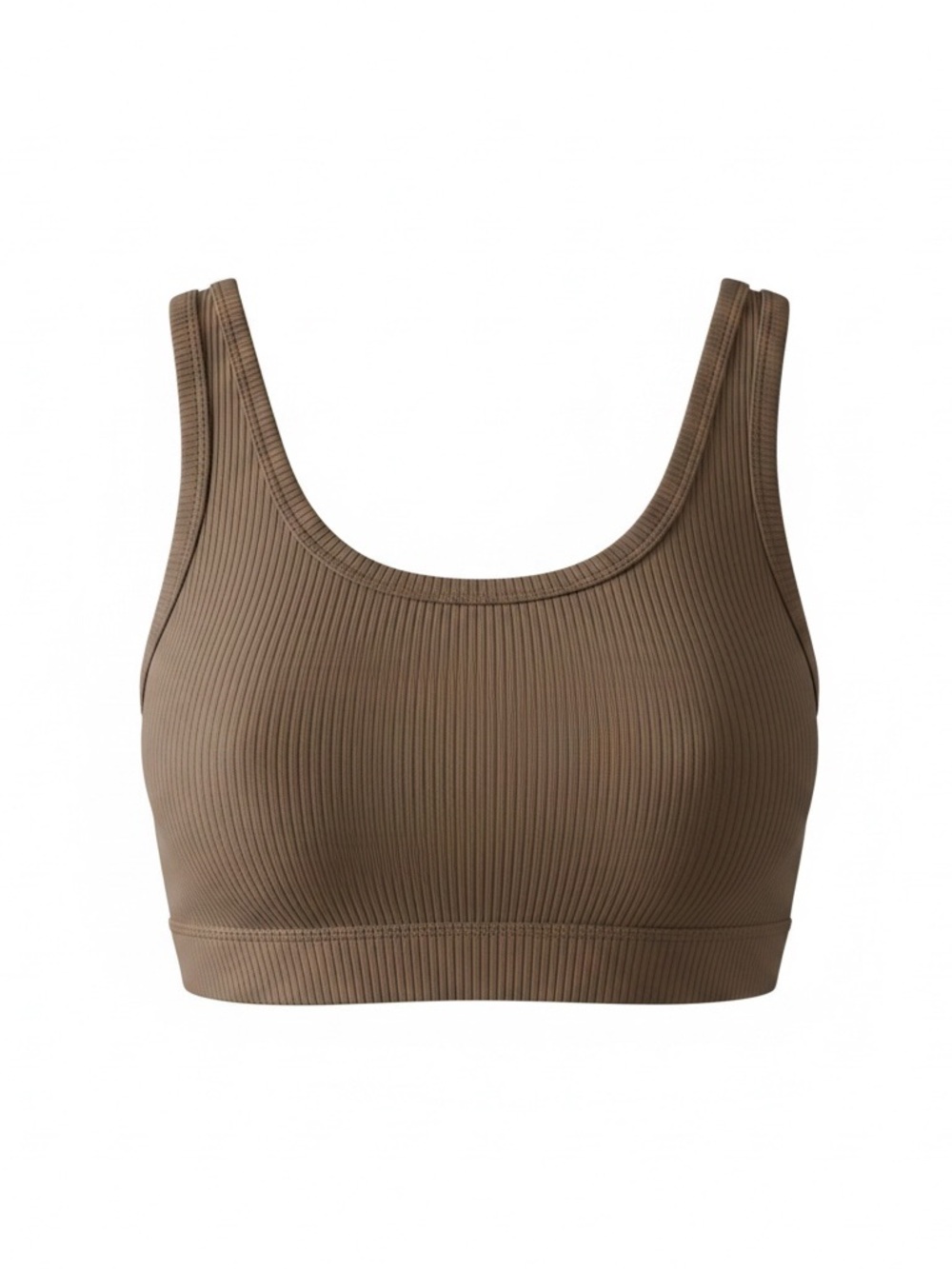 ALO Yoga Ribbed Scoop Neck Bralette in Brown